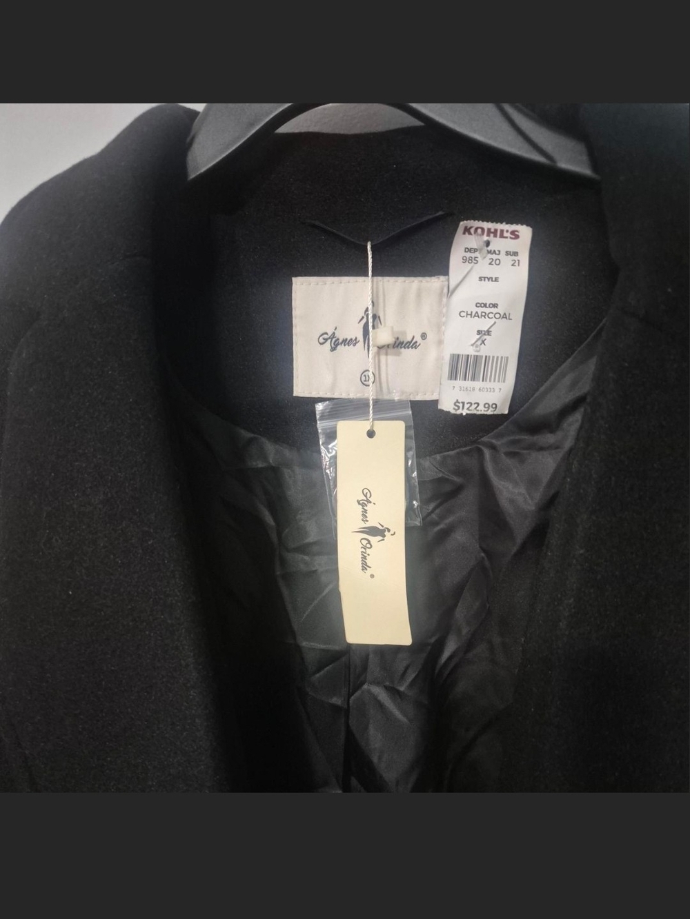 Agnes B. Charcoal Wool Blend Pea Coat